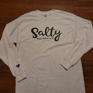 "Salty" White Long Sleeve Tees--Unisex